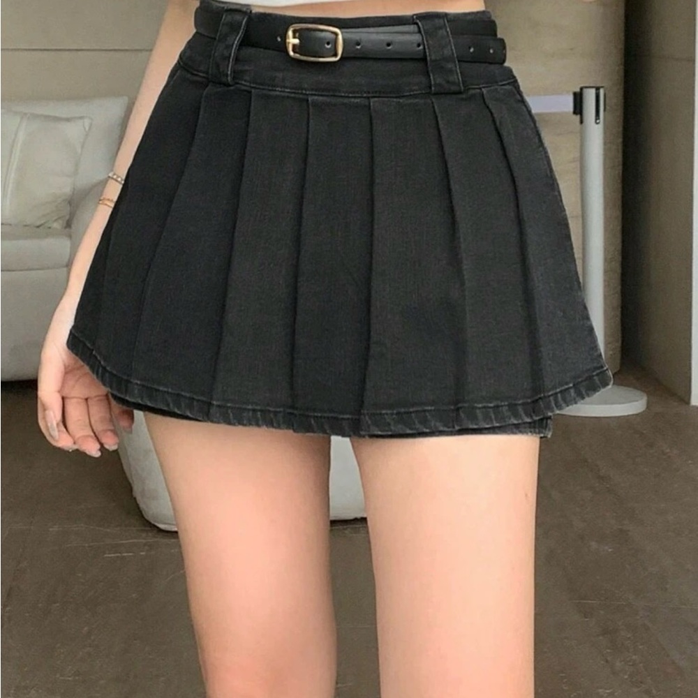 Dazy Women Summer Pleated Mini Denim Skort